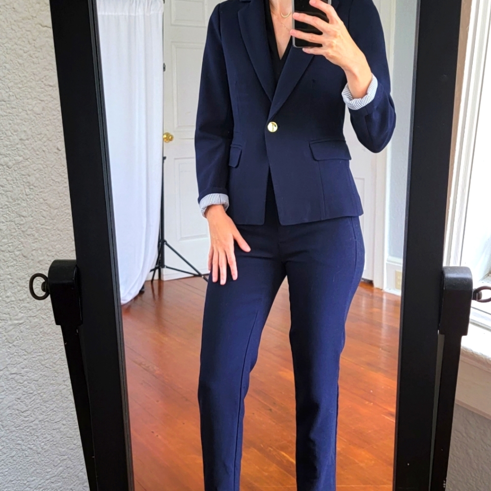 J. Crew 3 Piece Suit Navy Jacket Pants Skirt